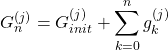 Rendered by QuickLaTeX.com \begin{equation*} G_{n}^{(j)} = G_{init}^{(j)} + \sum_{k=0}^{n} { g_{k}^{(j)}} \end{equation*}