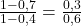 \small \frac{1-0,7}{1-0,4} = \frac{0,3}{0,6}