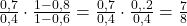 \small \frac{0,7}{0,4}\cdot \frac{1-0,8}{1-0,6}= \frac{0,7}{0,4} \cdot \frac{0,.2}{0,4} =  \frac{7}{8}