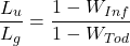 \begin{equation*} \frac{ L_{u} } { L_{g} } = \frac{ 1-W_{Inf} } { 1-W_{Tod} }\end{equation*}