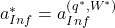a_{Inf}^{*} = a_{Inf}^{\left(q^{*},W^{*}\right)}
